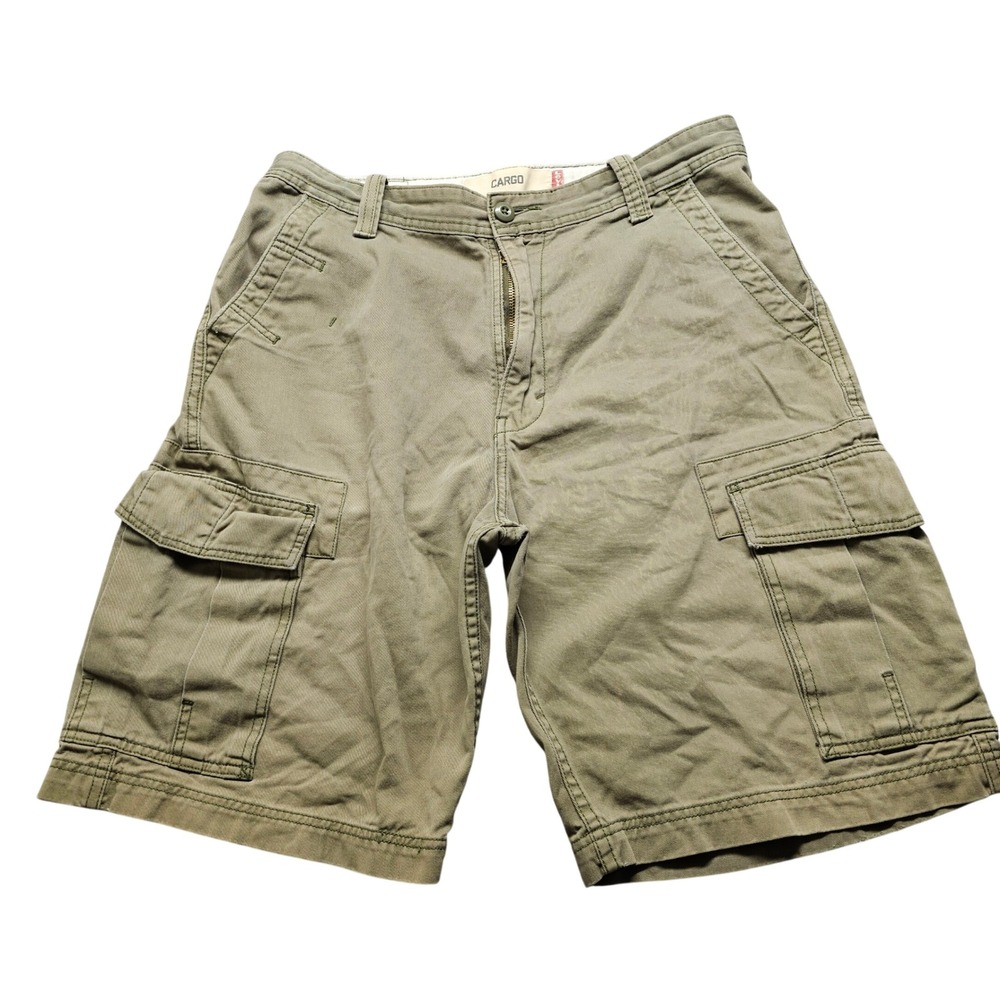 Levis Cargo Shorts Mens W33 Olive Green Cotton Utility Casual Summer Hiking